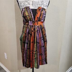 BCBGeneration purple and gold strapless mini dress size 4
